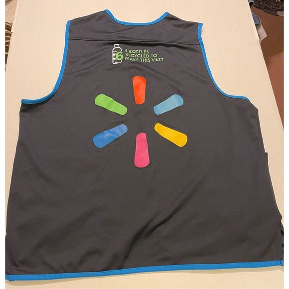 Walmart Vest Sz Large Gray Blue Work Uniform Proud Associate Zip Logo - Picture 9 of 10